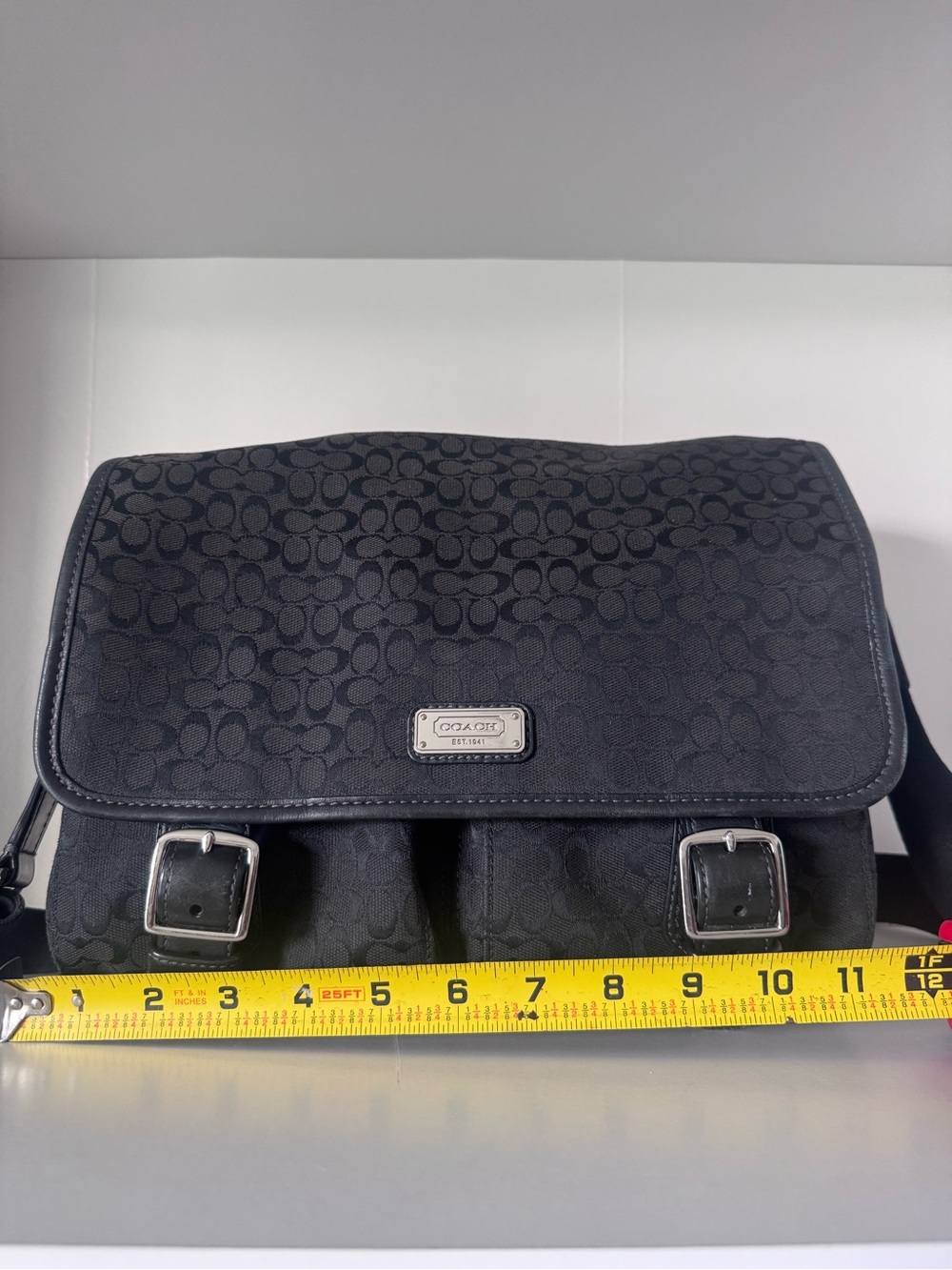 Coach Signature Black Messenger Bag - EUC